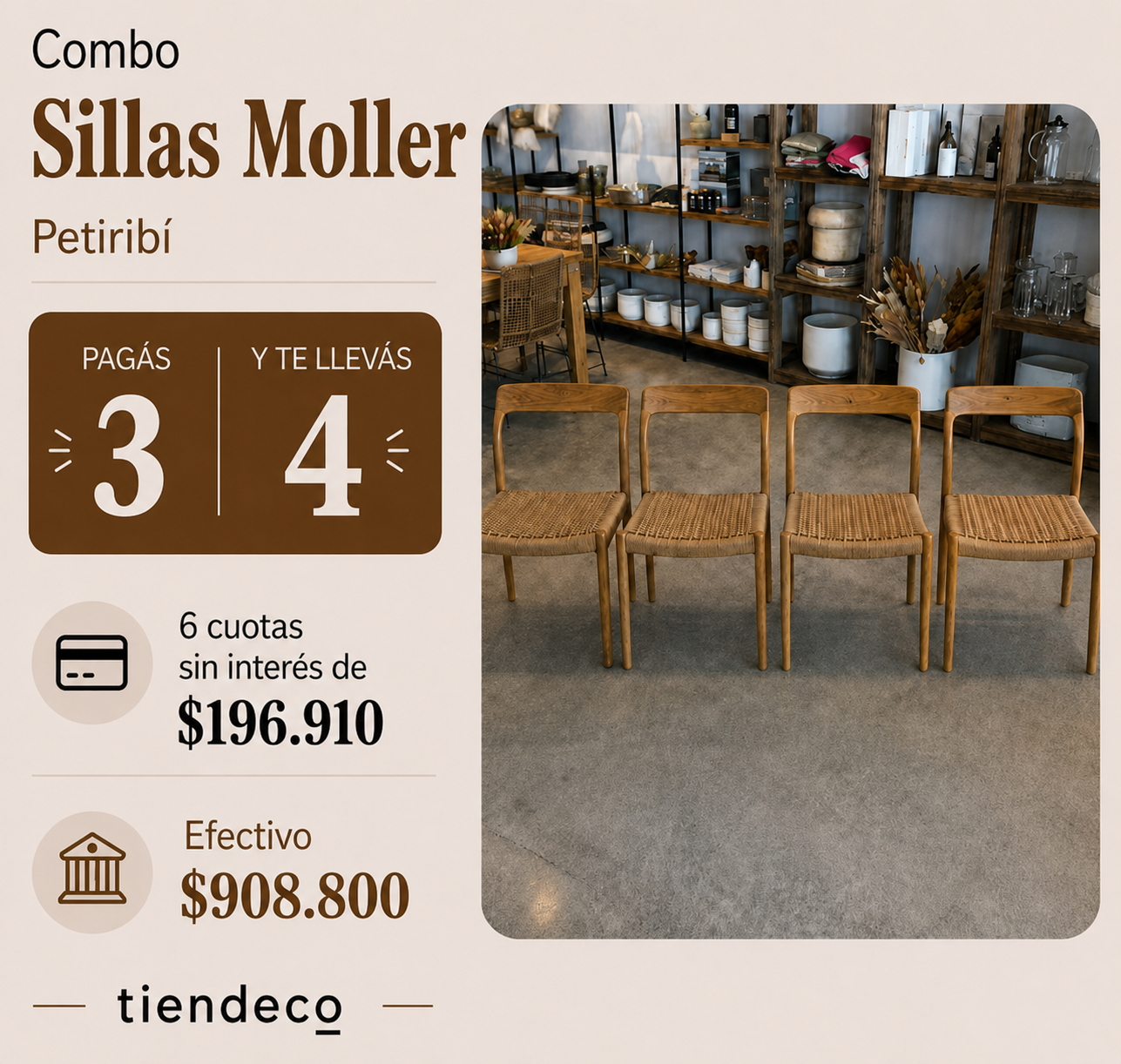 Silla Moller Tejida - Madera de Petiribi Macizo