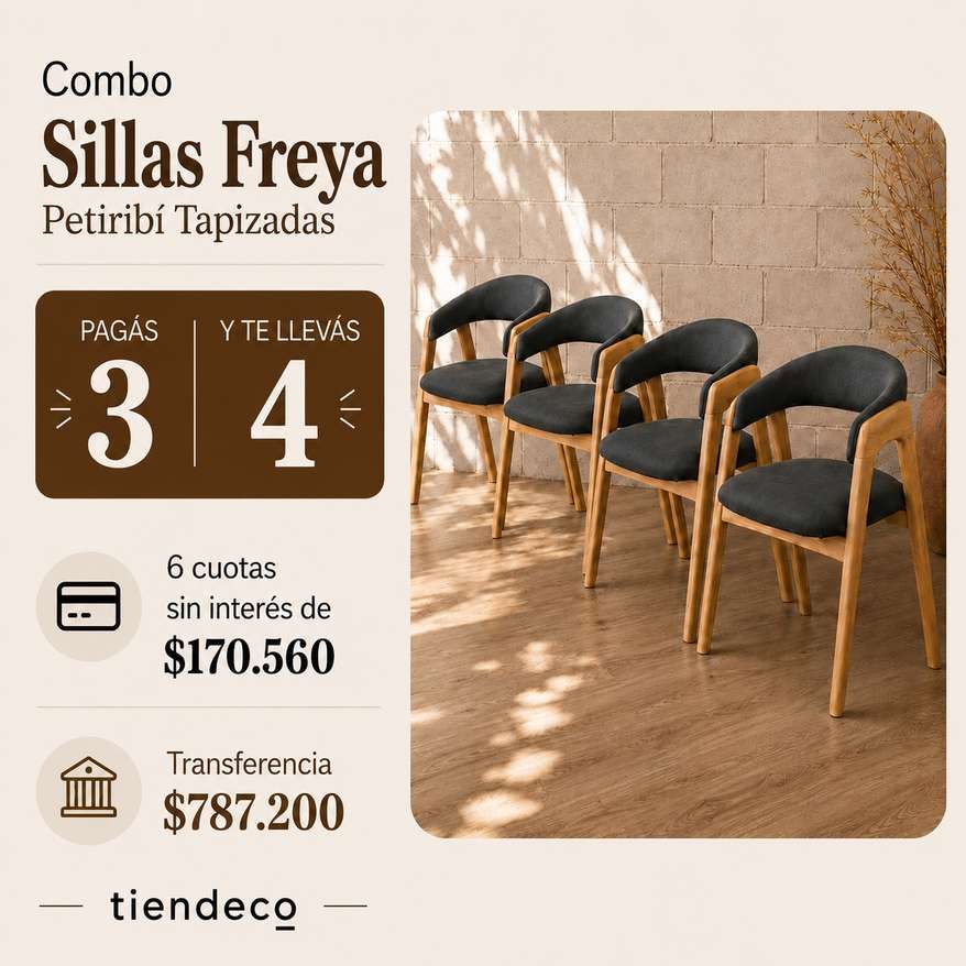 Silla Freya Tapizada - Madera de Petiribi Macizo