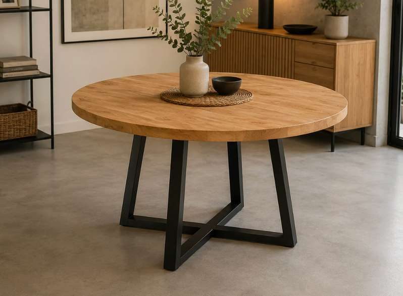 Mesa Genova Base Caño con Tapa de Alamo Lustre Petiribi